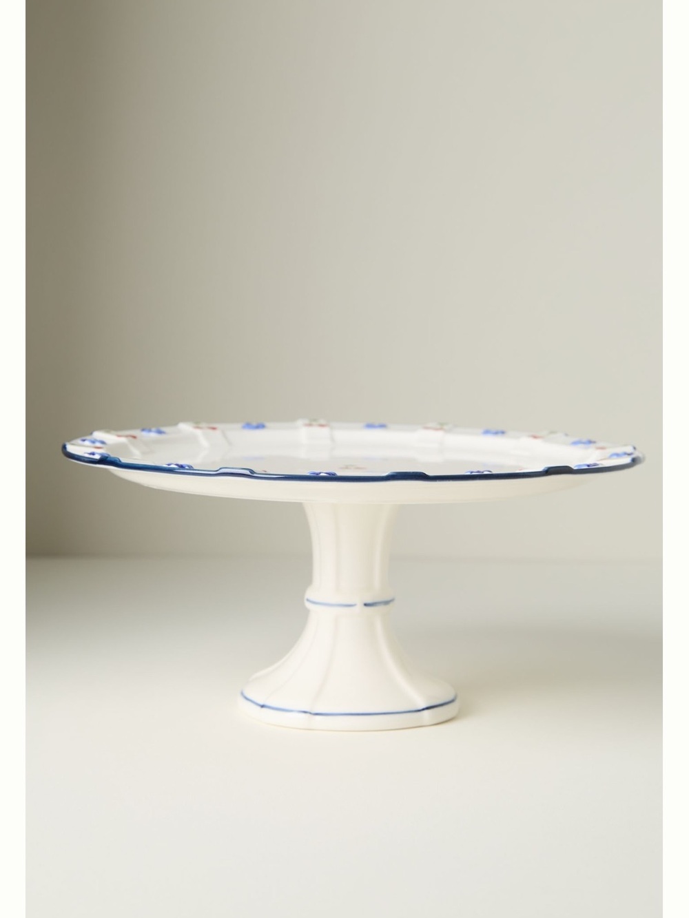 🍒Anthropologie Cake Stand Tilly Stoneware New Cherries Flowers 11” NIB